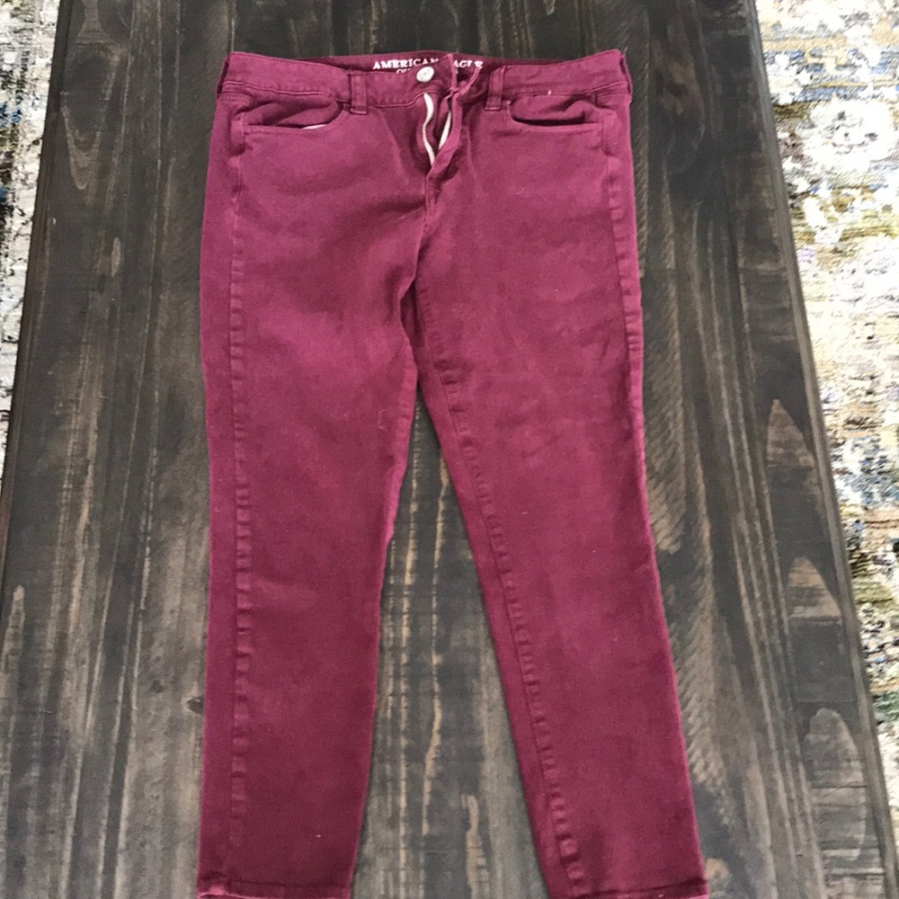 American Eagle 360 super stretch Maroon jeans